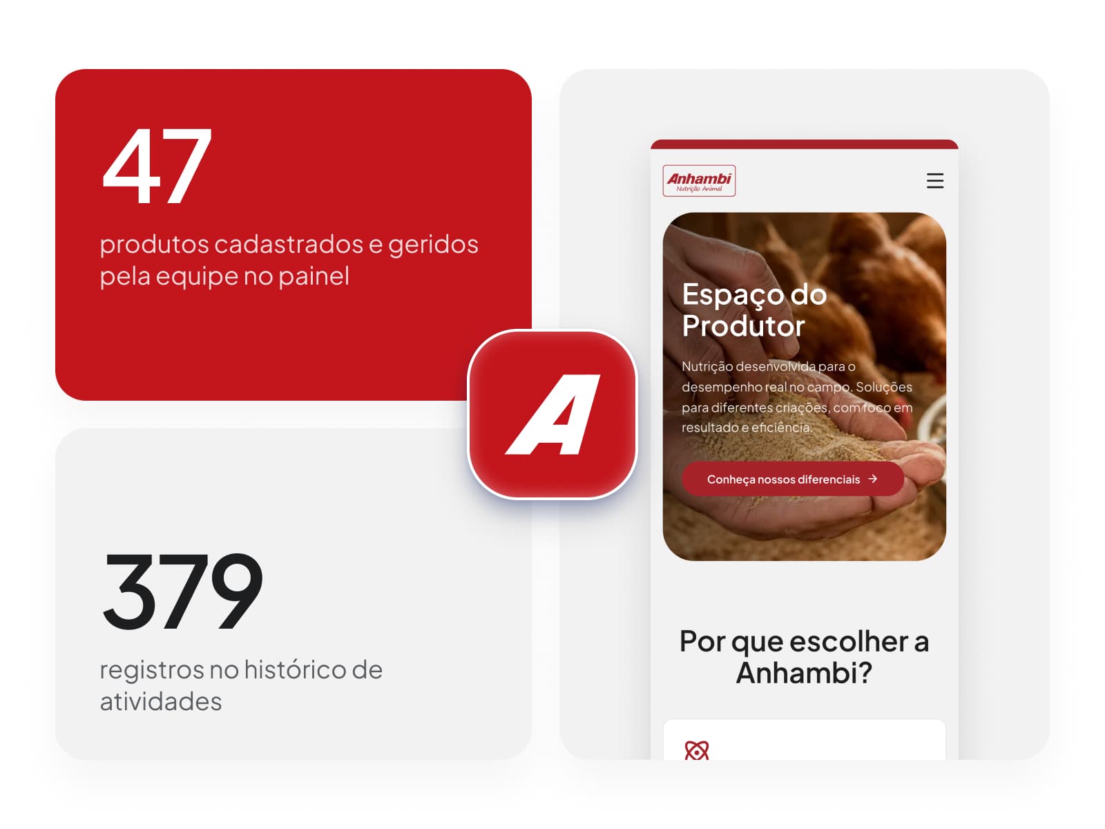 Números do painel e a página do produtor